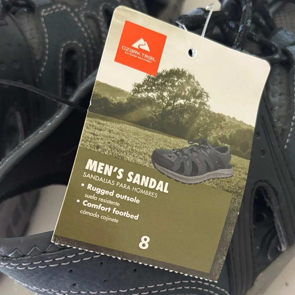 Ozark Trail NWT Men's Black and Gray Outdoor Sandals